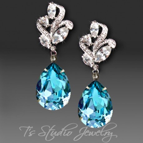 Aquamarine Pear Cut Bridesmaid Earrings Marlowe Pear Cut Earrings