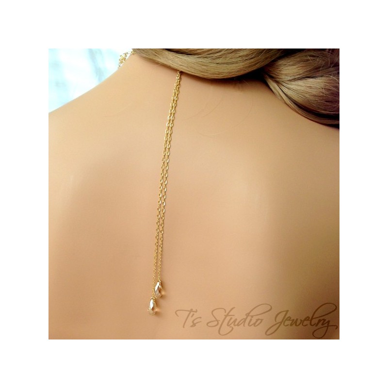 Crystal Back Drop Lariat Bridal Necklace