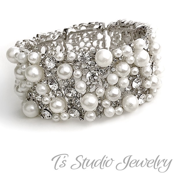 Crystal Bracelet Rhinestone pearls beaded cuff bracelet bridal beaded crystal cuff bridesmaid cuff bracelet,bridal bracelet