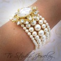Gold Pearl Bridal Wedding Bracelet