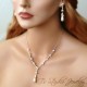 CZ Cubic Zirconia Crystal and Teardrop Pearl Bridal or Earrings & Matching Necklace