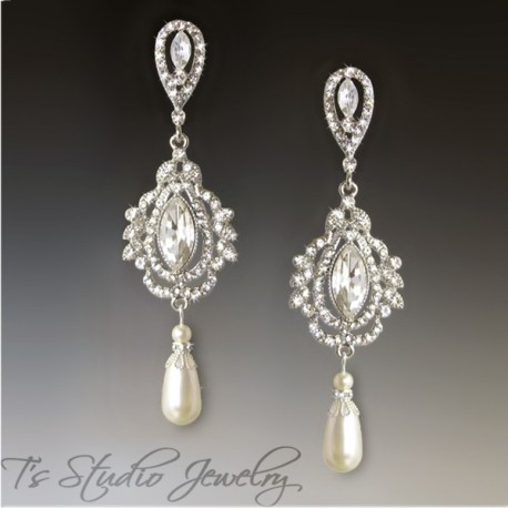 pearl and diamond chandelier earrings