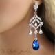 Blue Pear Teardrop Crystal Bridal Earrings - DAPHNE 