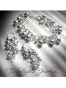 Long Pearl and Crystal Cluster Earrings with matching bracelet - KARIN