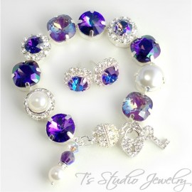 Regency Purple Pearl and Crystal Bracelet