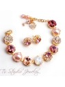 Blush Peach Pink Silk Gold Metallic Bracelet- 12mm Blush Peach Pink Silk Gold Metallic Bracelet- 12mm