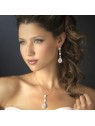 Teardrop CZ Bridal Chandelier Earrings  & Matching Necklace