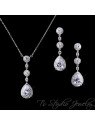Teardrop CZ Bridal Chandelier Earrings & Matching Necklace Teardrop CZ Bridal Chandelier Earrings & Matching Necklace