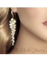 Long Pearl and Crystal Cluster Earrings - KARIN