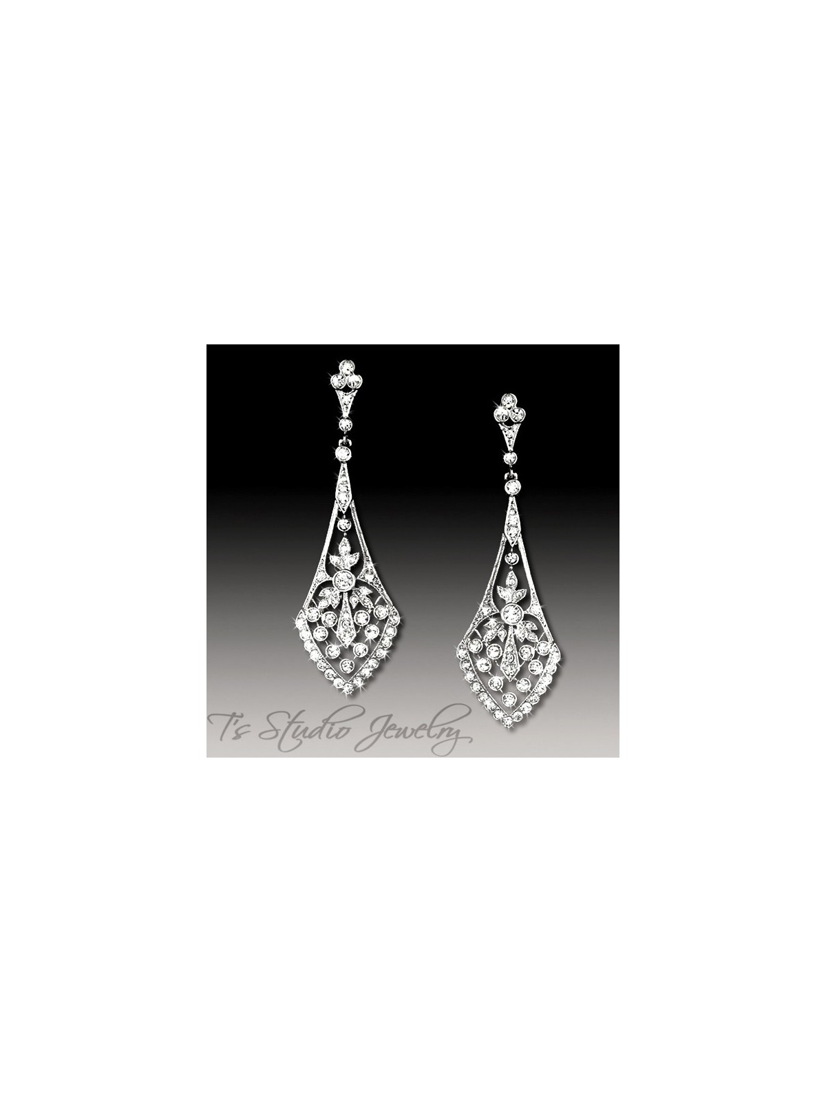 CZ Art Deco Style Bridal Earrings