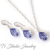 Teardrop Pear Shaped Crystal Bridesmaid Earrings & Matching Necklace