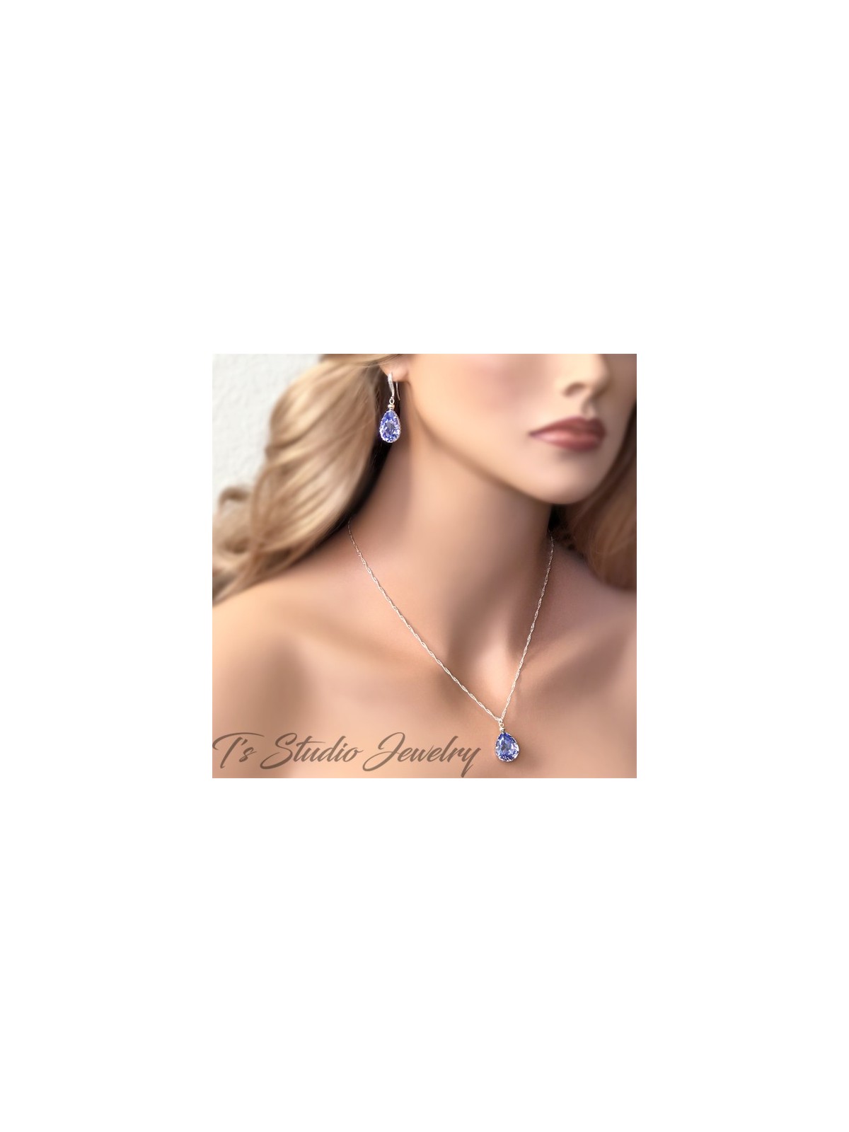 Teardrop Pear Shaped Crystal Bridesmaid Earrings