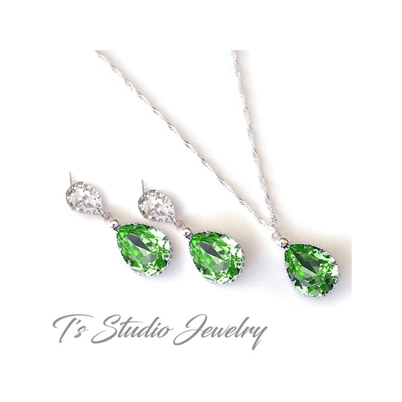 Jewel Tone Crystal Bridesmaid Earrings Silver Teardrop Pear Shaped Jewel Tone Crystal Bridesmaid Earrings Silver Teardrop Pear Shaped