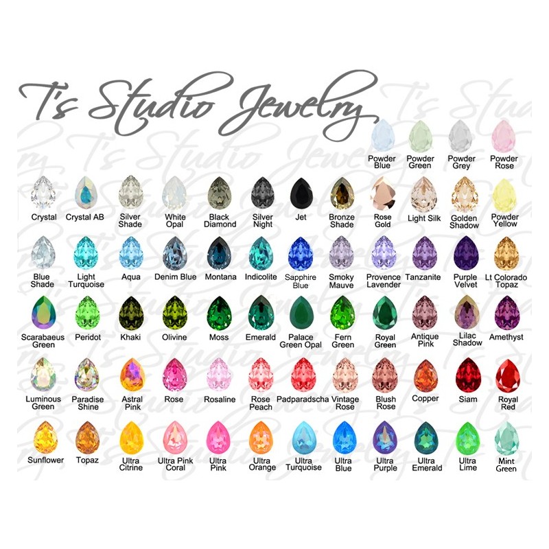 Swarovski Teardrop Pear Color Chart Swarovski Teardrop Pear Color Chart