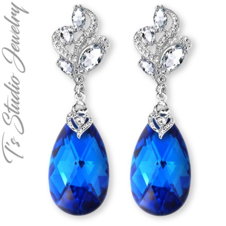 Cobalt Sapphire Blue Bridesmaid Earrings