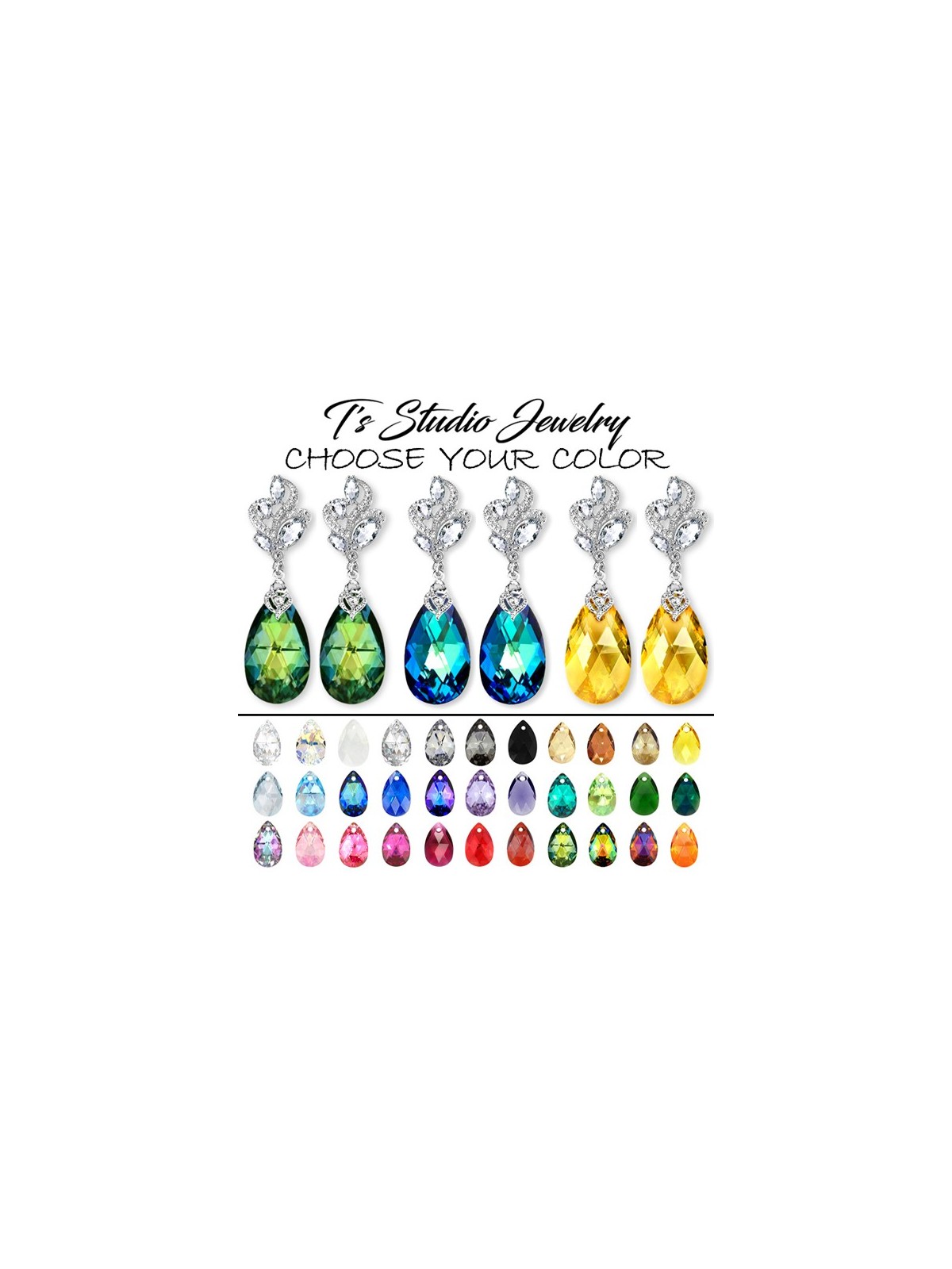 CZ & Swarovski Teardrop Bridesmaid Earrings