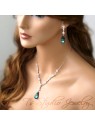 Blue Crystal Back Drop Lariat Bridal Necklace & Earrings Set