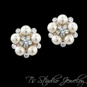 Classic Pearl and Crystal Bridal Stud Earrings