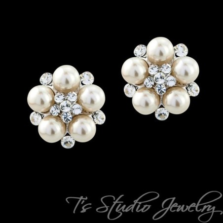 Classic Pearl and Crystal Bridal Earrings