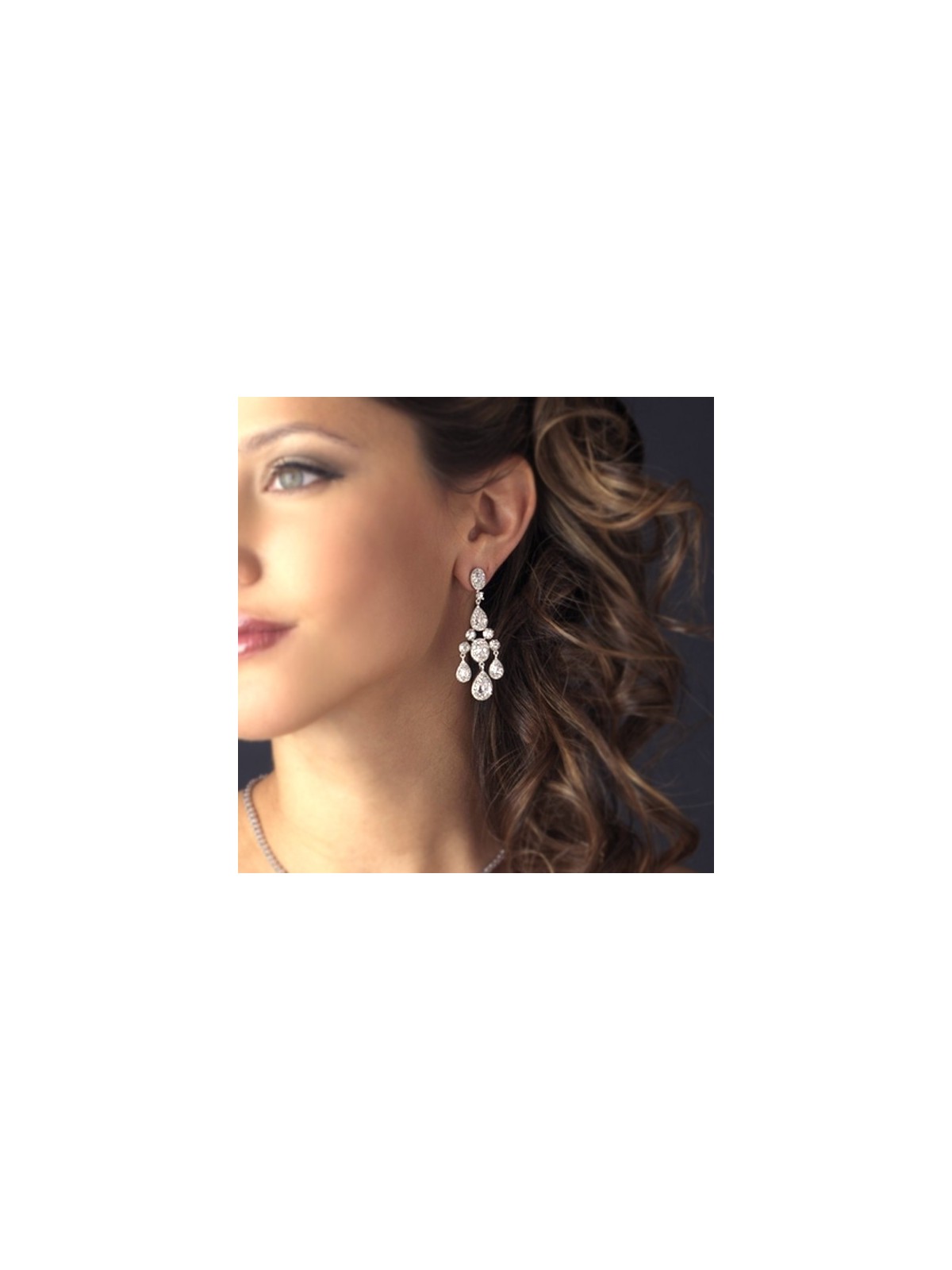 Elegant CZ Crystal Bridal Chandelier Bridal Earrings