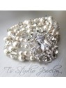 Pearl and Crystal Bridal Cuff Wedding Bracelet