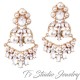Gold Pearl & Rhinestone Bridal Earrings