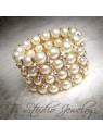 Gold 4-Strand Pearl Cuff Bridal Bracelet