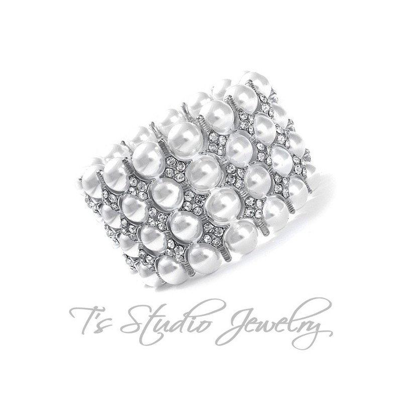 4-Strand Pearl Cuff Bridal Bracelet 4-Strand Pearl Cuff Bridal Bracelet