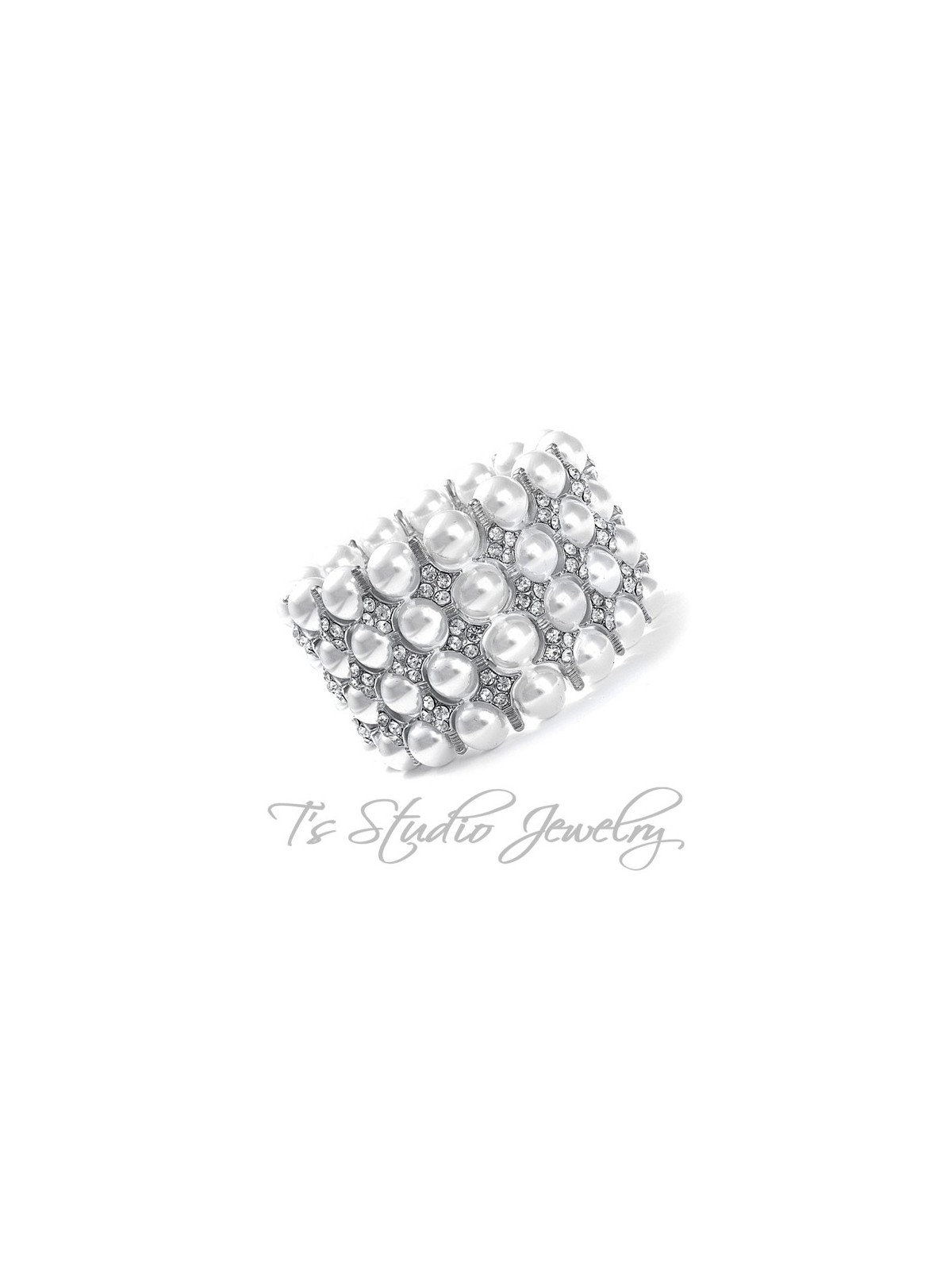 4-Strand Pearl Cuff Bridal Bracelet