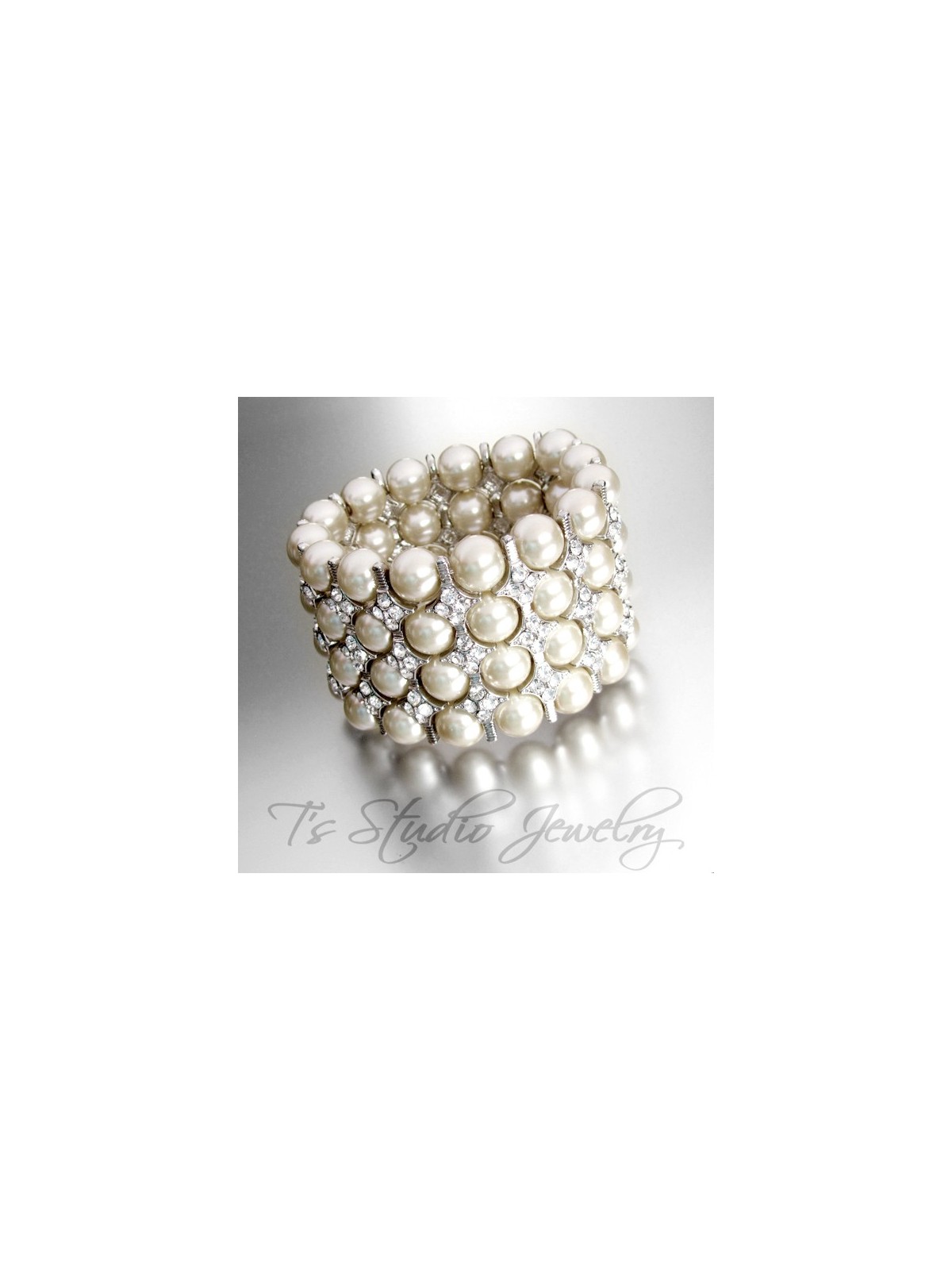 4-Strand Pearl Cuff Bridal Bracelet