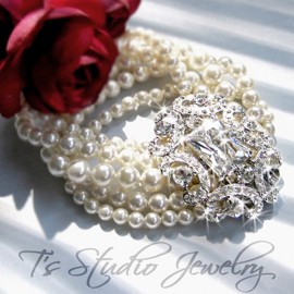 5-Strand Pearl Bridal Wedding Bracelet