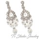 Silver Pearl and Crystal Bridal Chandelier Earrings