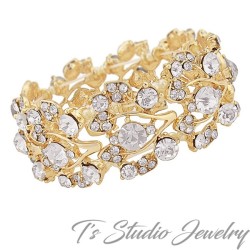Gold Crystal Rhinestone Bridal Bracelet