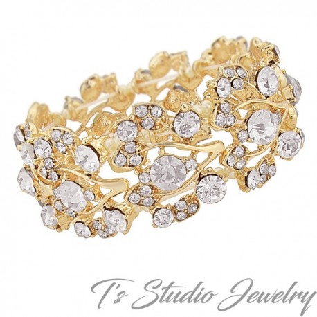 Gold Crystal Rhinestone Bridal Bracelet