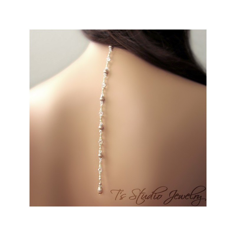 Back Drop Lariat Pearl Bridal Necklace