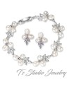 Freshwater Pearl and CZ Crystal Bridal Bracelet Freshwater Pearl and CZ Crystal Bridal Bracelet