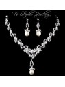CZ Cubic Zirconia Pave Necklace and Earrings Set