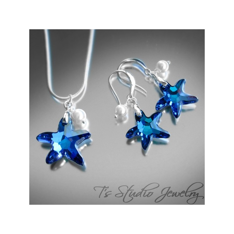 Beach Blue Starfish Bridesmaid Earrings