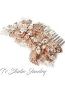 Rose Gold Clear Rhinestone & Crystal Flower Hair Comb Rose Gold Clear Rhinestone & Crystal Flower Hair Comb