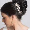 Enameled Flower Bridal Wedding Hair Comb