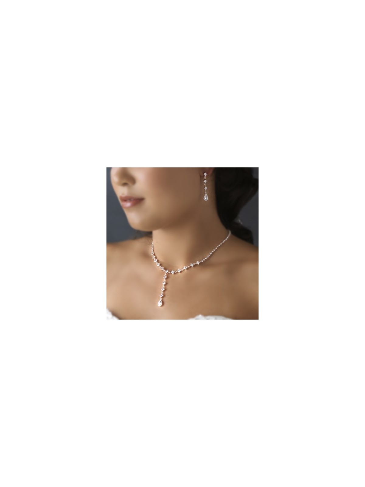 Square CZ Crystal Rhinestone Bridal Jewelry Set