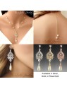 Back Drop Lariat Bridal Necklace & Chandelier Earrings Set