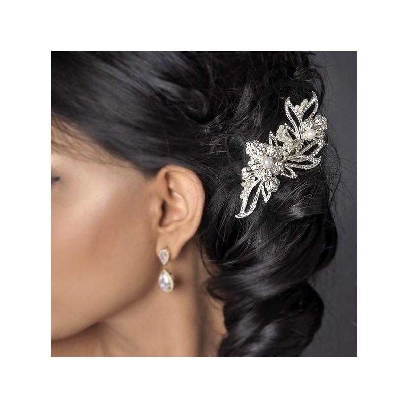 Rhinestone and Pearl Bridal Hair Comb