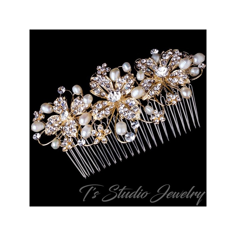 Freshwater Pearl and Silver Bridal Hair Comb