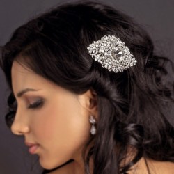 Antique Rhodium Silver Crystal Bridal Hair Comb