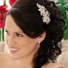 Silver Clear Rhinestone & Crystal Floral Bridal Hair Comb