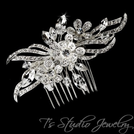 silver bridal hair comb