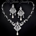 CZ Pave Pearl Bridal Jewelry Set