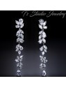 Long CZ Earrings - Cubic Zirconia Shoulder Duster Bridal Earings & Bracelet Set