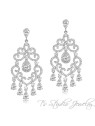 Delicate Crystal Chandelier Bridal Earrings - Silver or Rose Gold